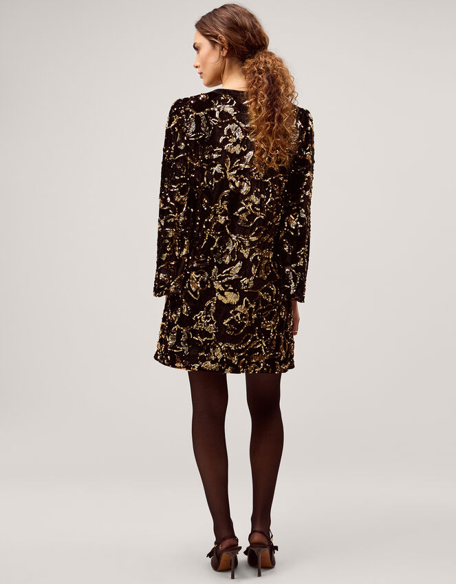 Shola Bow Sequin Mini Tunic Dress, Black (BLACK), large