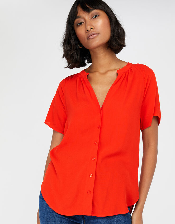 Zinnia Short Sleeve Blouse, Red (RED), large
