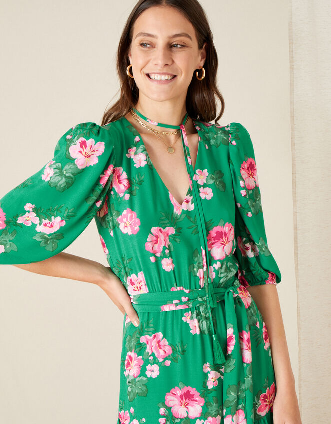 Alexis Floral Tiered Midi Dress Green Casual & Day Dresses Monsoon Global.