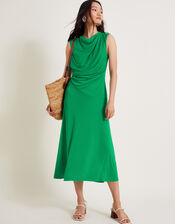 Debra Drape Jersey Dress, Green (GREEN), large