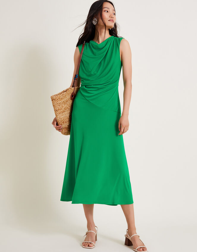 Debra Drape Jersey Dress, Green (GREEN), large
