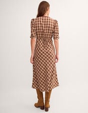 Frankie Check Print Midi Dress, Brown (BROWN), large