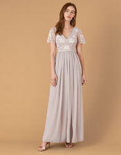 Daphnee Embroidered Maxi Dress, Grey (GREY), large