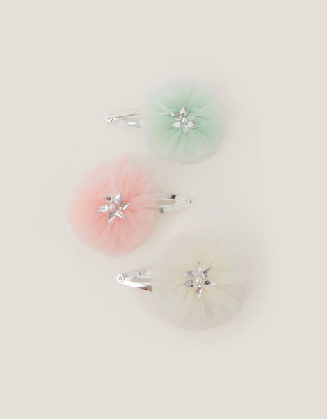 3-Pack Tulle Rosette Hair Clips, , large