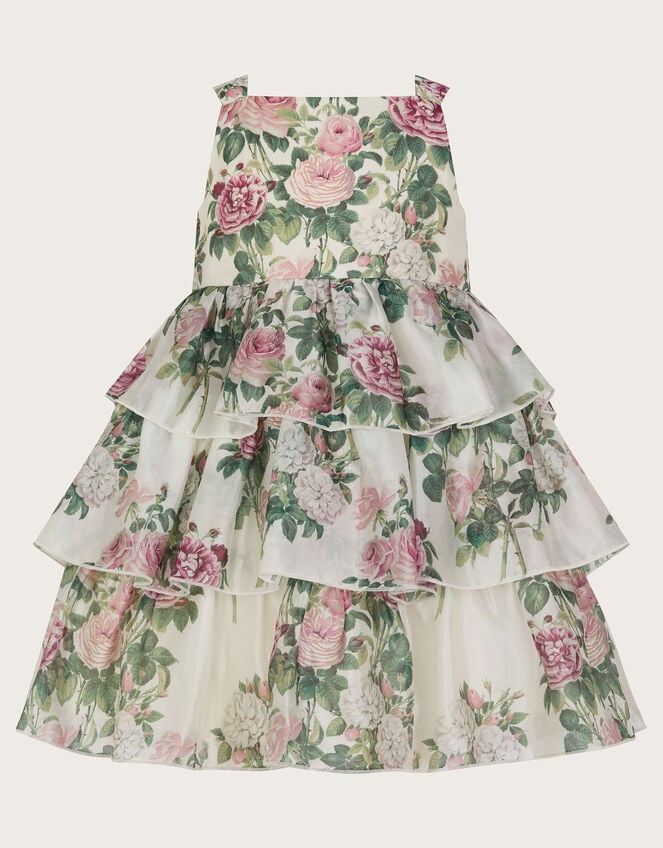 Baby Raye Floral Organza Tiered Dress, Ivory (IVORY), large