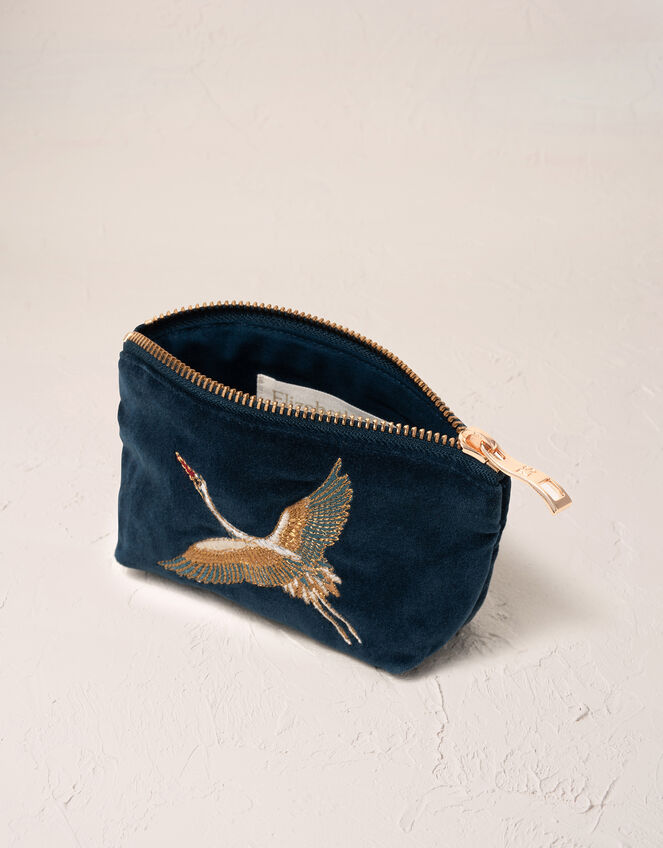 Elizabeth Scarlett Crane Velvet Coin Purse, , large