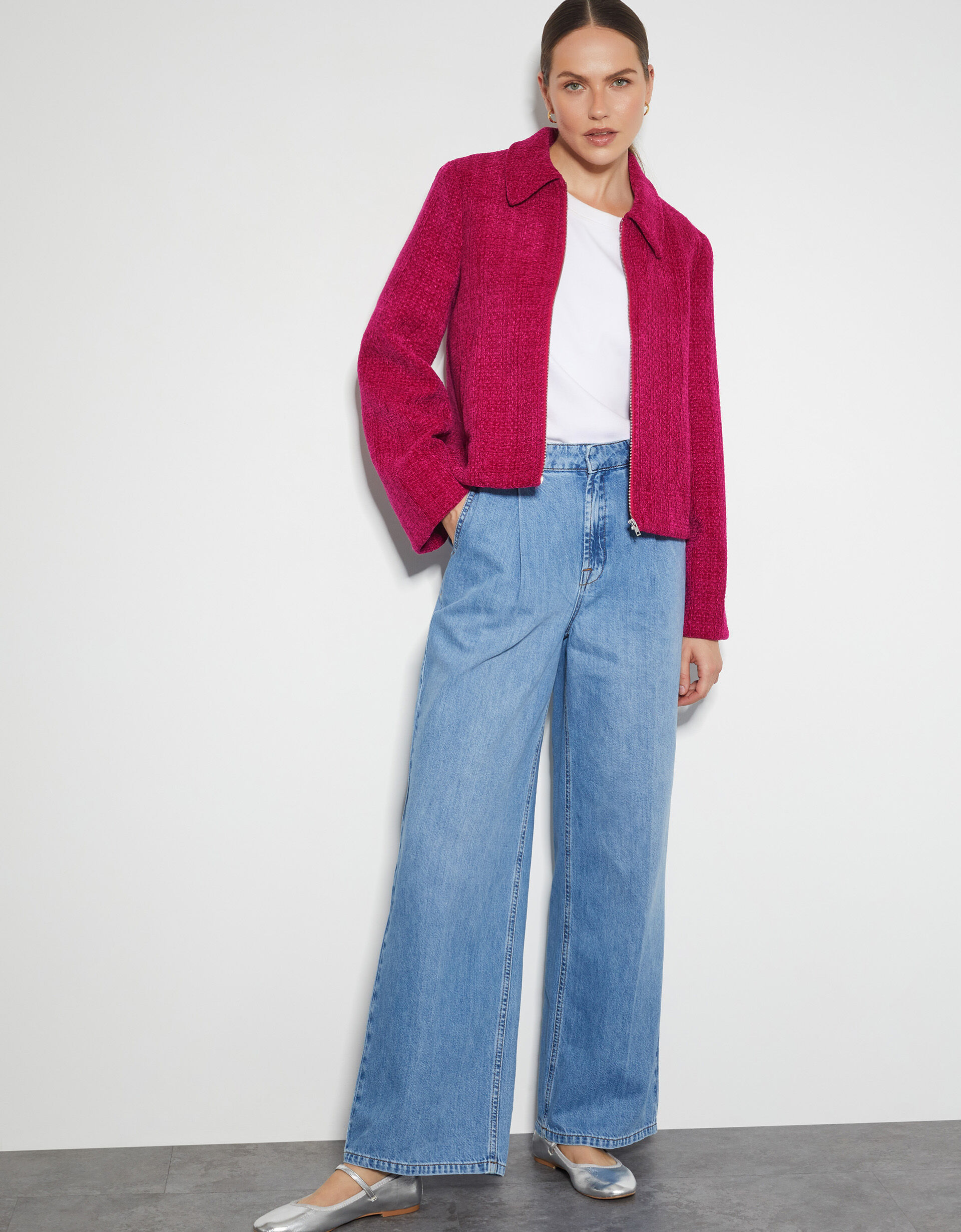 Teagan Tweed Crop Jacket Pink