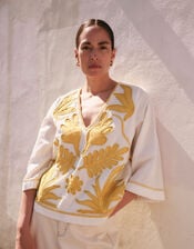 East Mella Hand-Appliqu&eacute; Cotton Top, White (WHITE), large