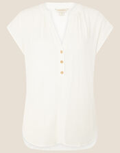 Waverly Button Detail Top , Ivory (IVORY), large