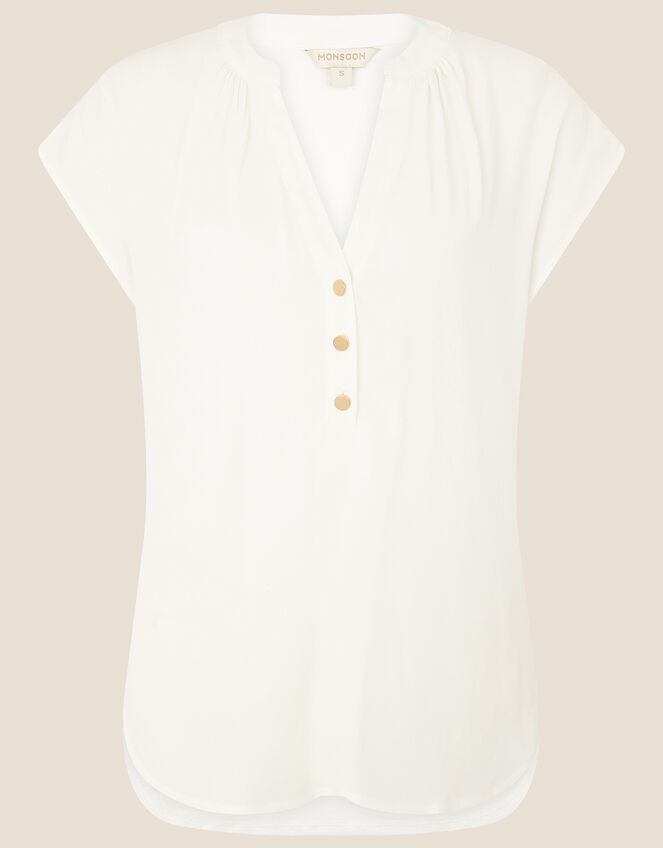 Waverly Button Detail Top , Ivory (IVORY), large