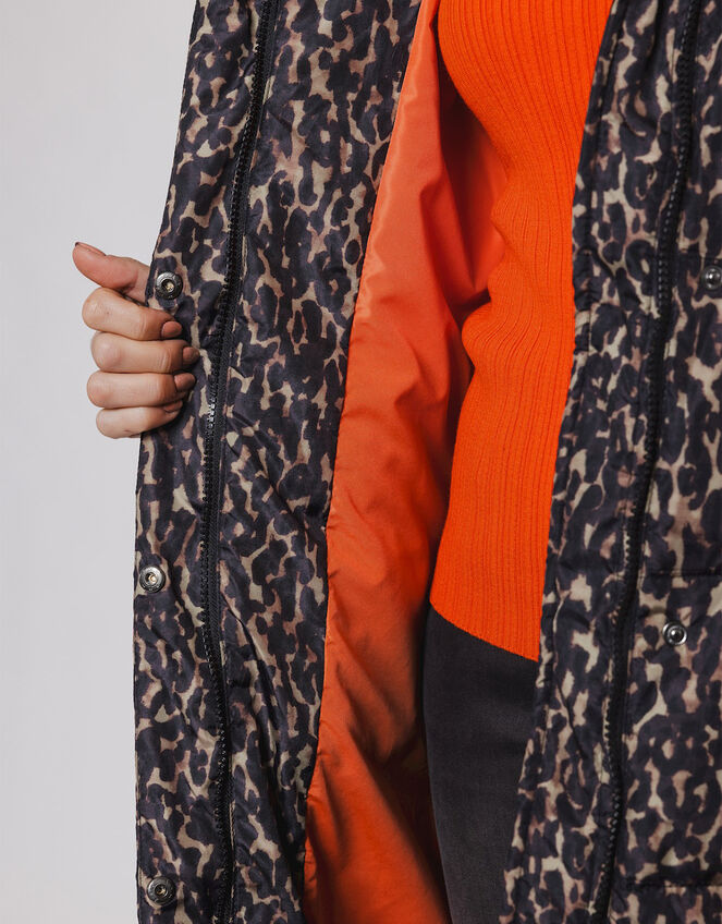 Rino and Pelle Leopard Print Coat, Brown (BROWN), large