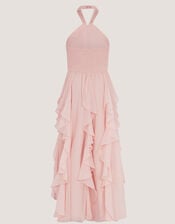 Arizona Halter Ruffle Prom Dress, Pink (PALE PINK), large