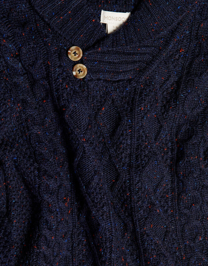 Button Shawl Collar Jumper, Blue (NAVY), large