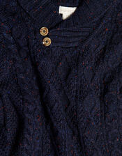Button Shawl Collar Jumper, Blue (NAVY), large