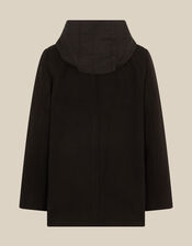 Quilted Hood Peacoat, Black (BLACK), large