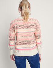 Fawn Fair Isle Jumper, Pink (PINK), large