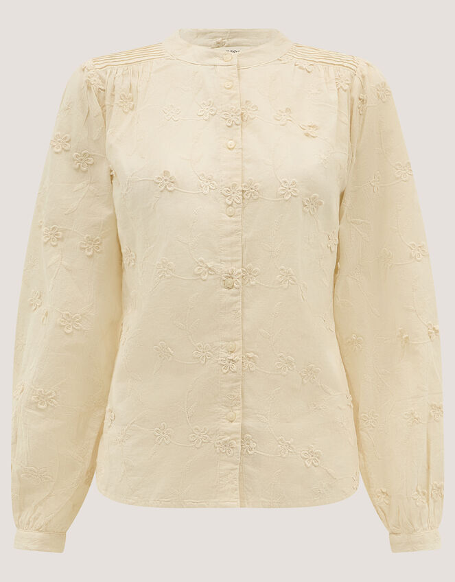 Mel Floral Embroidered Blouse, Ivory (IVORY), large