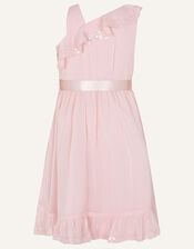 Simone One-Shoulder Chiffon Dress, Pink (PINK), large
