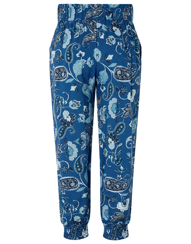Tallula Paisley Trousers in LENZING™ ECOVERO™, Blue (BLUE), large