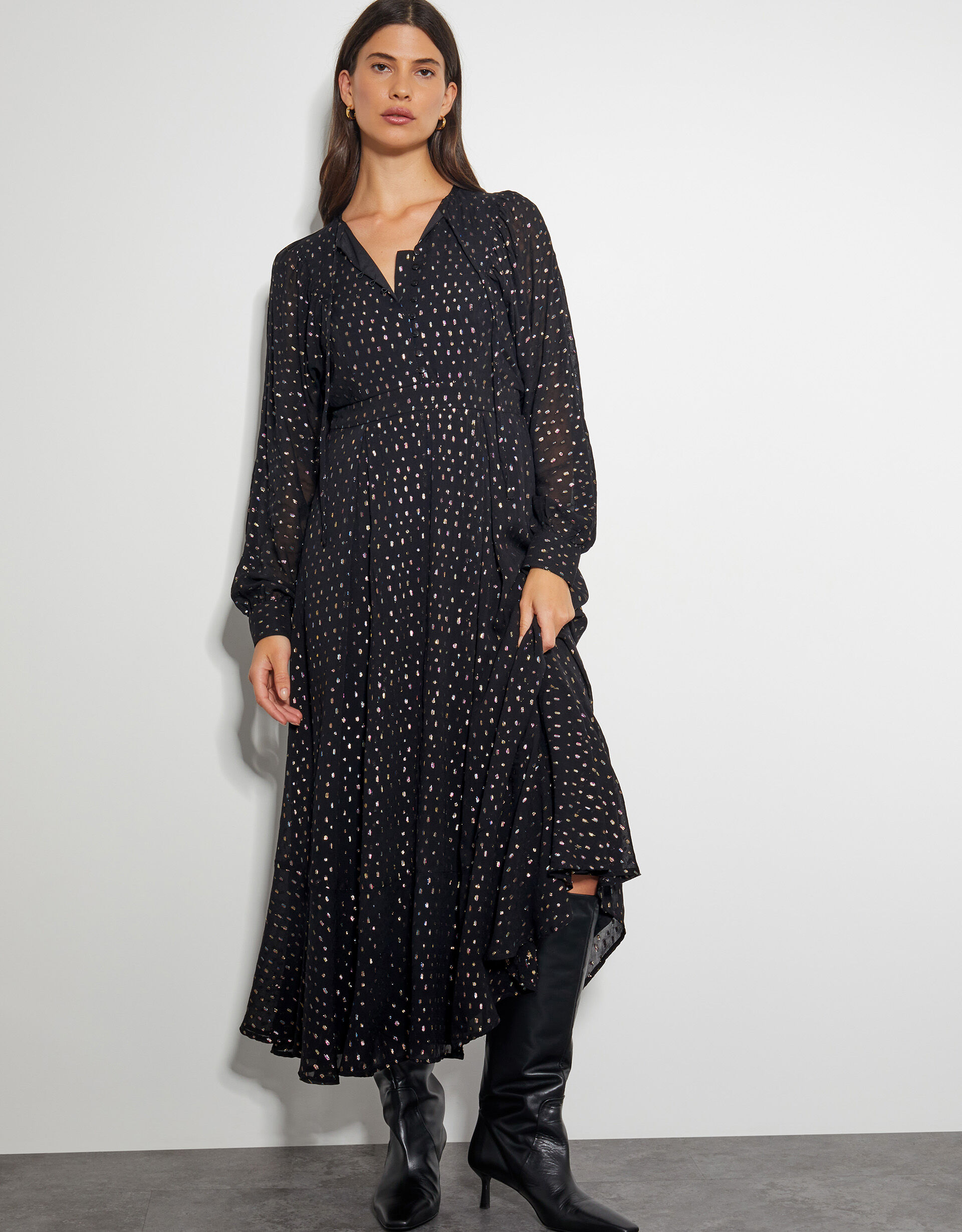 Metallic polka dot dress clearance