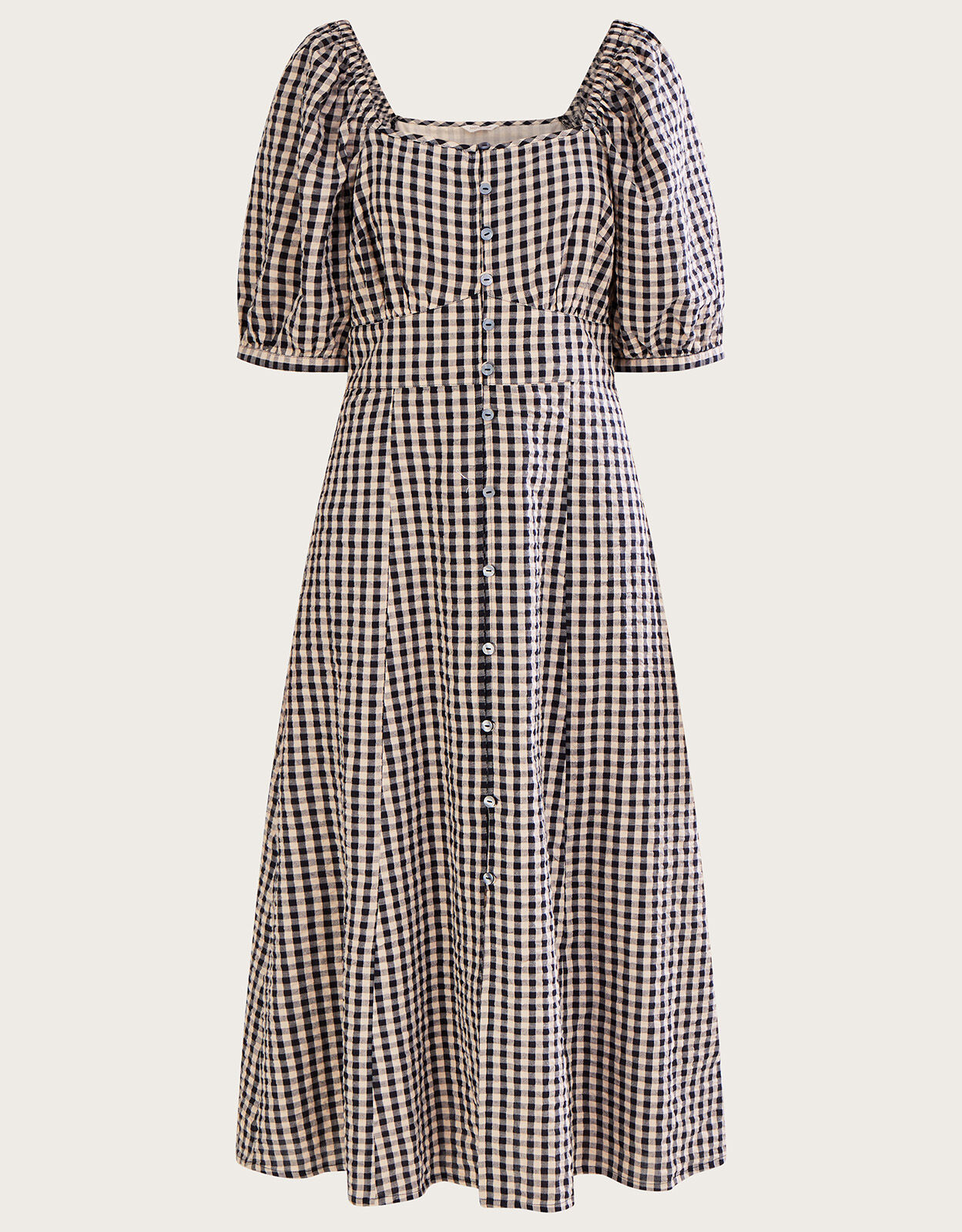 Check Print Button Through Midi Dress Brown Day Dresses Monsoon Global