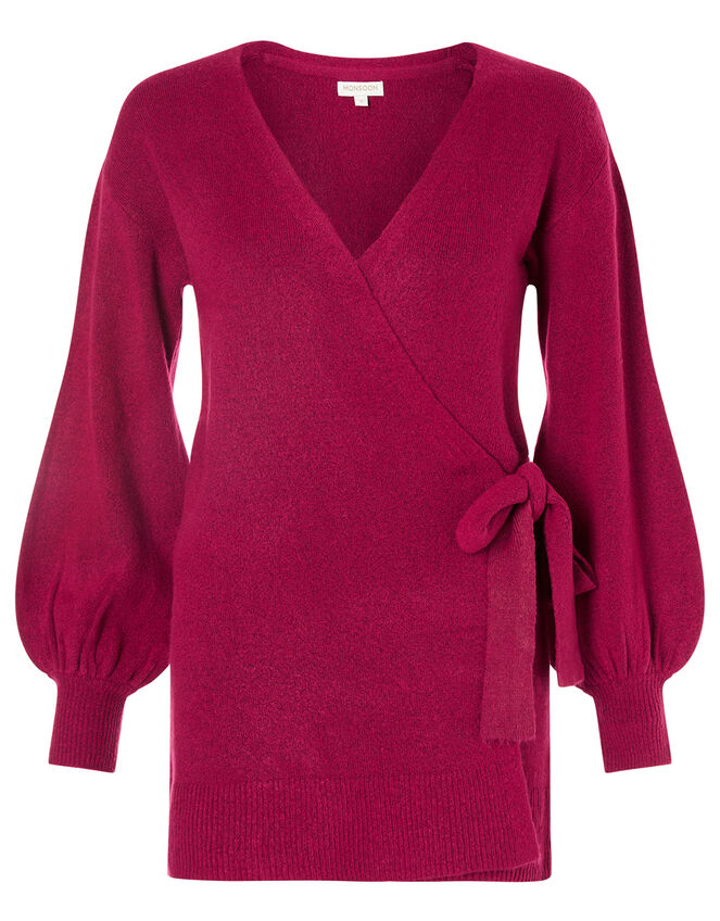 Wrap Knit Cardigan, Pink (PINK), large