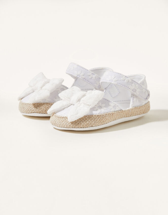 Broderie Espadrille Booties, White (WHITE), large