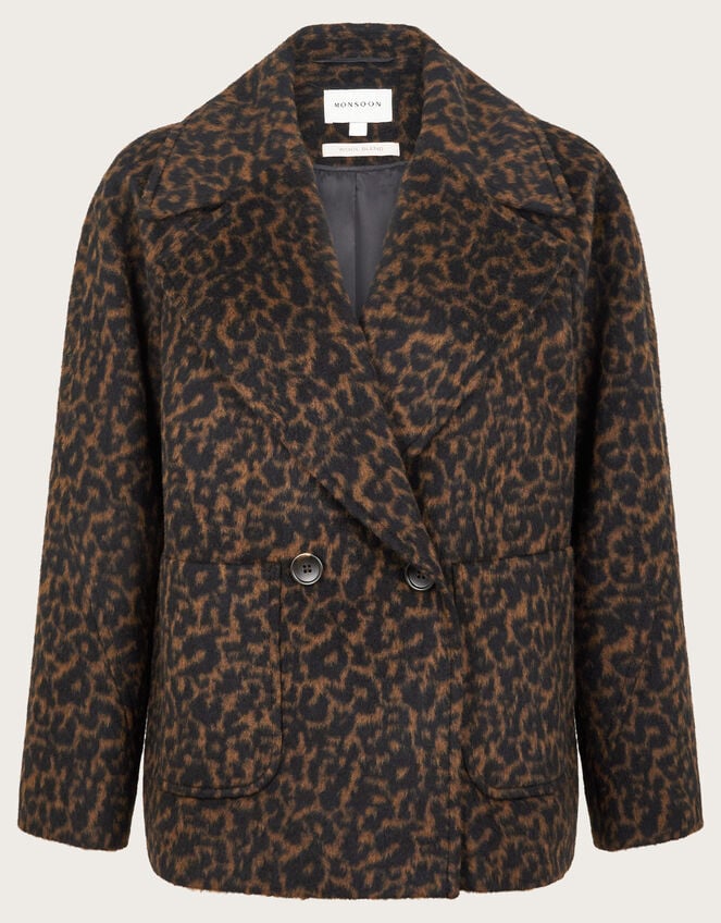 Lily Leopard Print Jacket, Black (BLACK), large