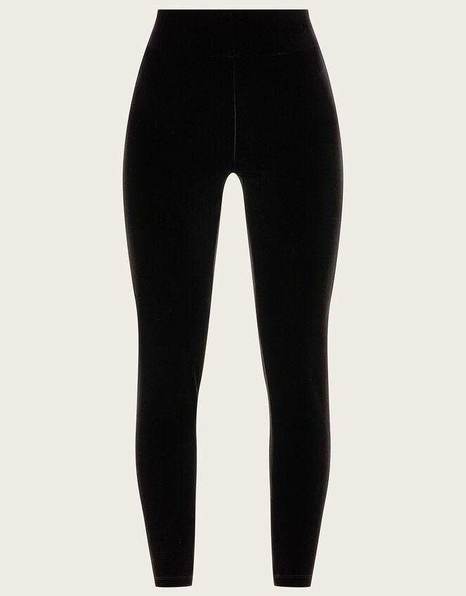 High Waisted Velvet Leggings Black, Trousers & Leggings