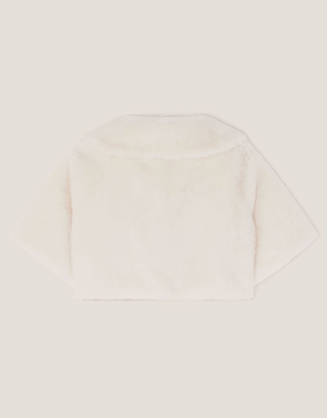 Faux Fur Collared Shrug, Ivory (IVORY), large