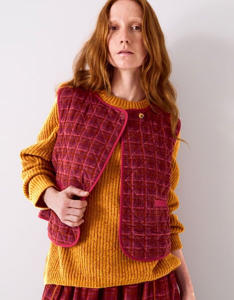 East Karina Quilted Corduroy Gilet, Orange (RUST), large