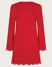 Tia Beaded Mini Jumper Dress, Red (RED), large