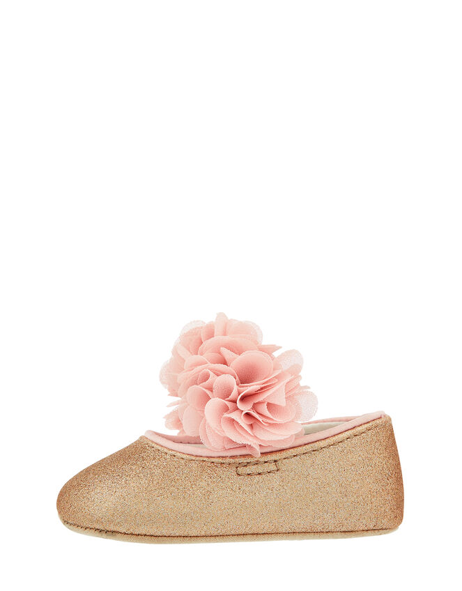 Baby Abilene Corsage Glitter Booties, Gold (ROSE GOLD), large