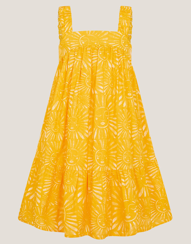 Sun Print Tier Dress, Yellow (YELLOW), large