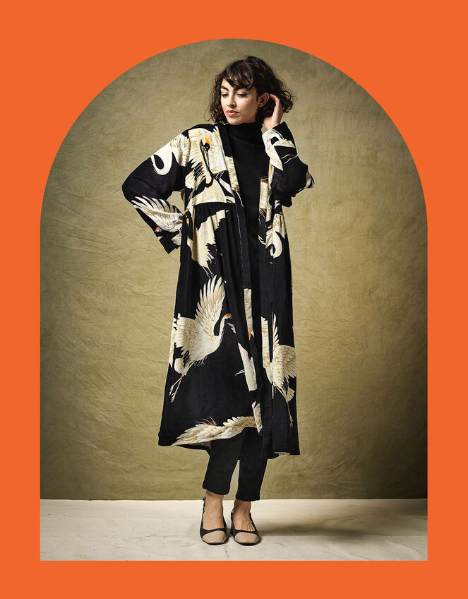 One Hundred Stars Stork Print Duster, , large