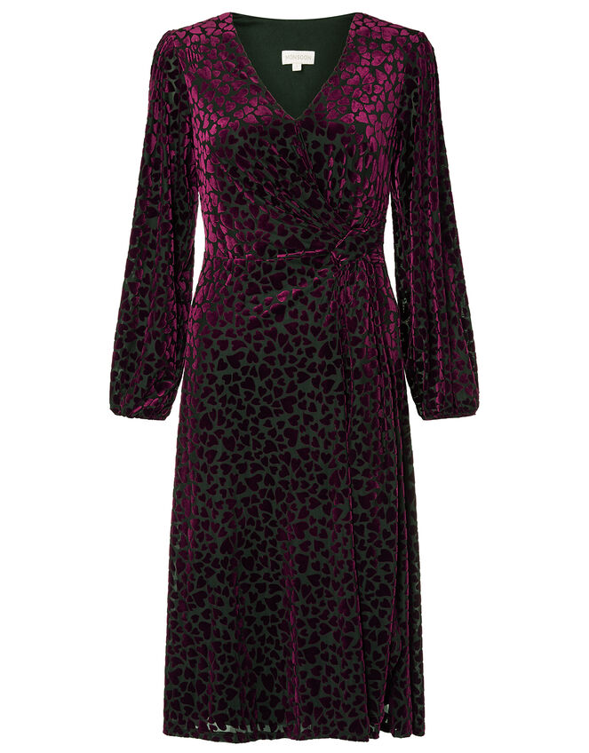 Helena Stretch Heart Devore Dress, Black (BLACK), large