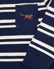 Fox Stripe Long Sleeve Top, Blue (BLUE), large