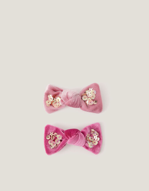 2-Pack Sequin Velvet Bow Hair Clips, , large