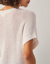 Sybil Slouchy Crochet T-Shirt , Ivory (IVORY), large