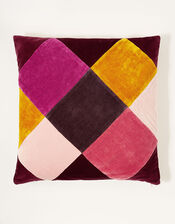 Diamond Check Velvet Cushion, , large