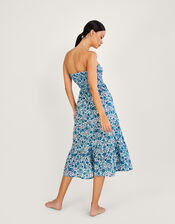 Floral Print Bandeau Dress in Sustainable Cotton, Blue (BLUE), large