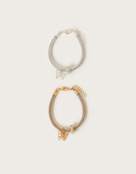2-Pack Diamante Butterfly Tube Bracelets, , large