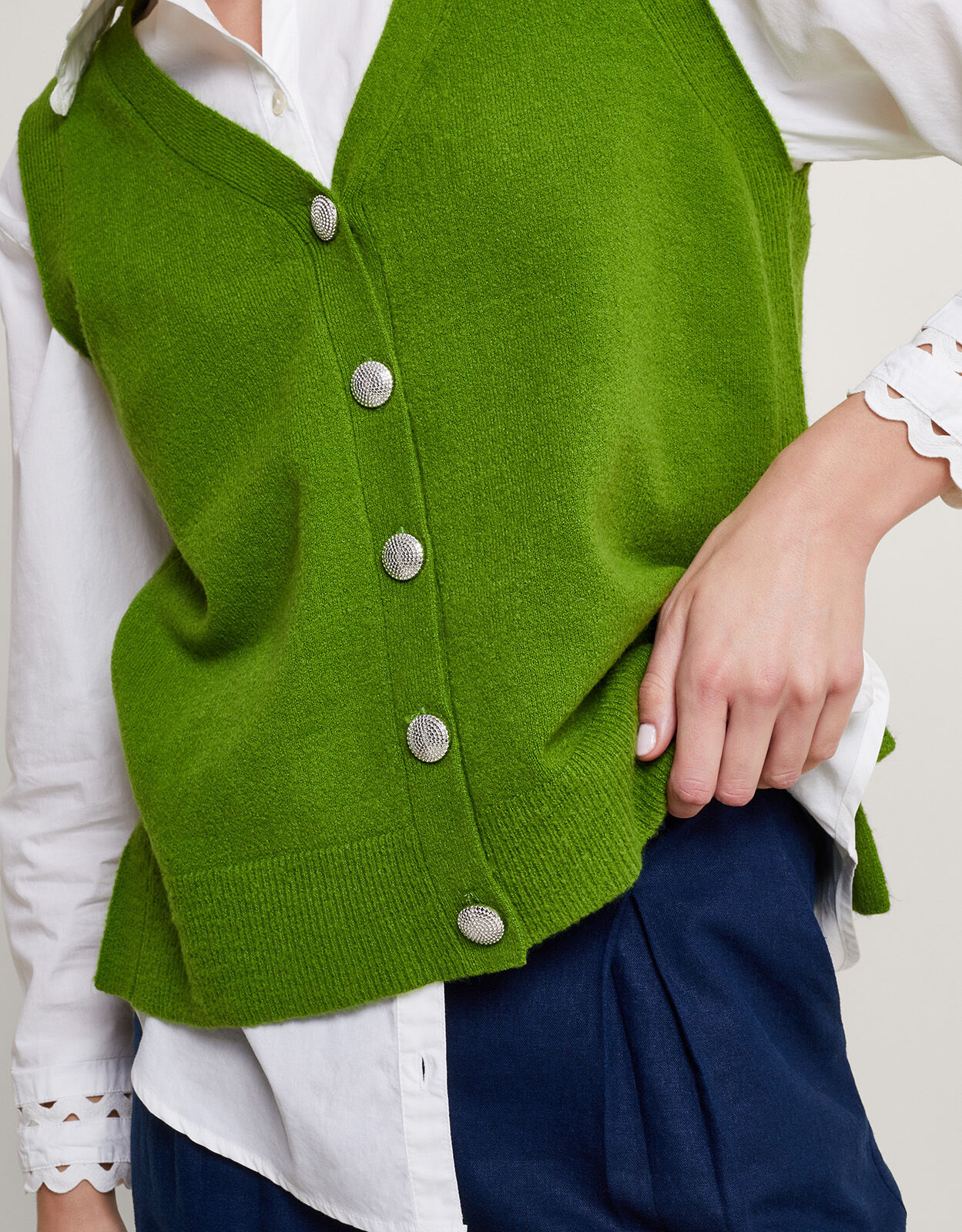Green sweater vest womens discount