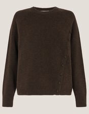 Bray Asymmetrical Button Jumper, Brown (CHOCOLATE), large