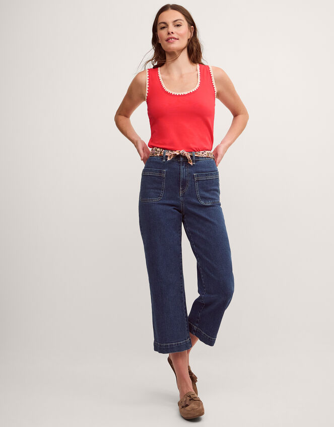 Teri Contrast Stitch Jersey Cami Top, Red (RED), large