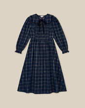 Ruth Check Corduroy Midi Dress, Blue (NAVY), large