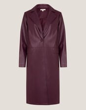 Paola Faux Leather Trench Coat, Red (BURGUNDY), large