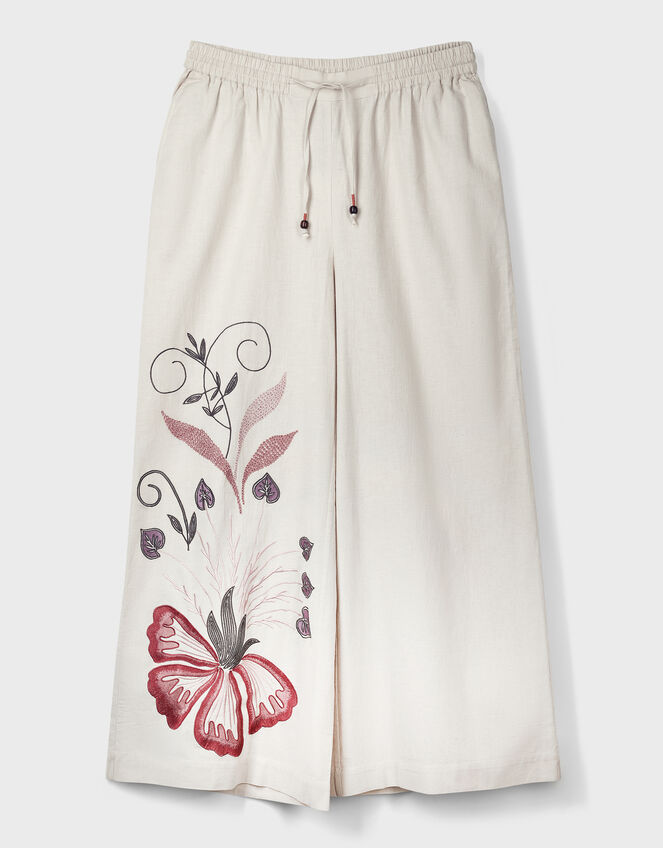 East Zhandra Embroidered Wide Leg Trousers, Camel (BEIGE), large