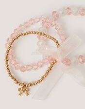 3-Pack Organza Bow Bead Bracelets, , large