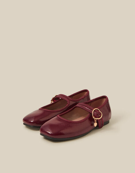 Patent Mary Jane Ballet Flats, Red (BURGUNDY), large
